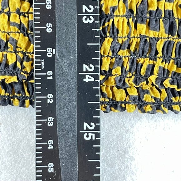 NWOT Vintage JUDY BOND Womens 14 Animal Print Smocked Waist Button V-Neck Blouse - Picture 7 of 9